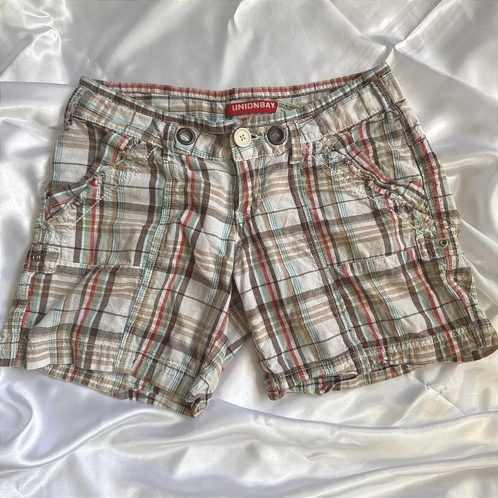 plaid UNION BAY cargo jorts, perfect baggy low waisted fit